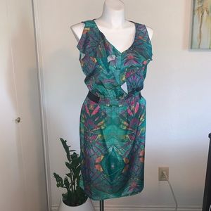 Beautiful Tropical Green Floral Dress